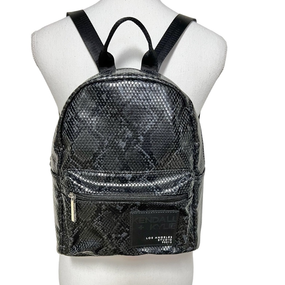 KENDALL & KYLIE Black & Gray Snake Print Mini Backpack